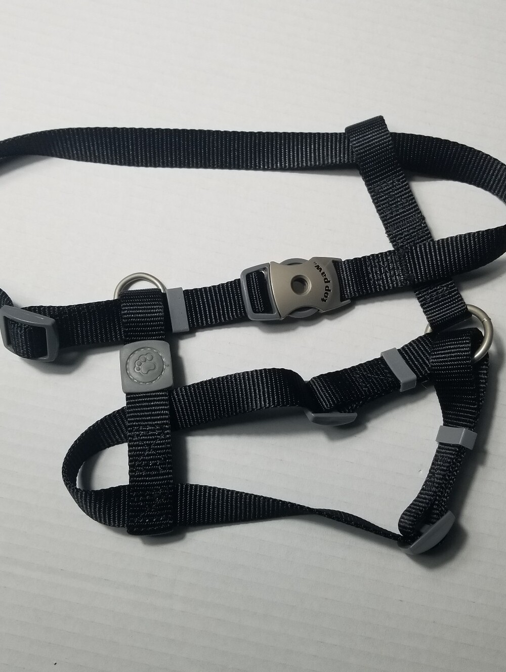 TOP PAW BLACK WITH GRAY DOG HARNESS SIZE LARGE